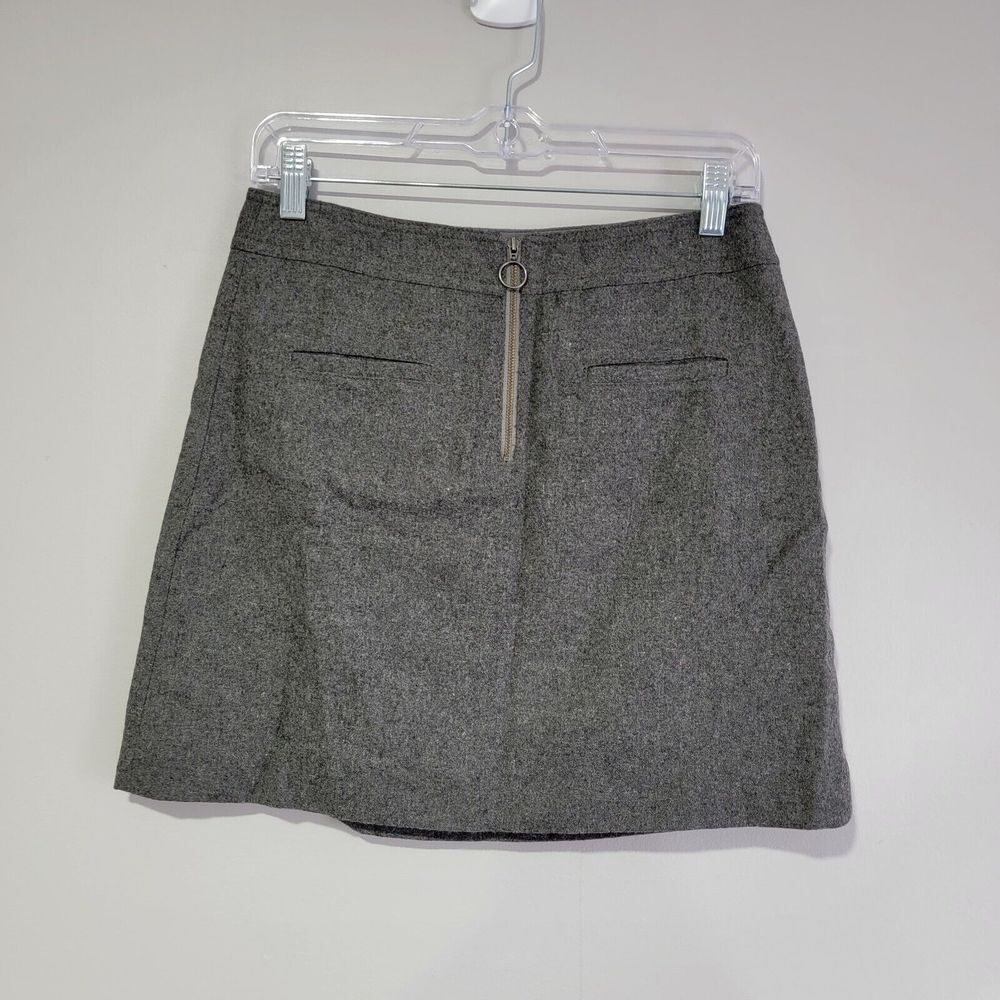 Madewell Womens Fireside Mini Skirt Gray Wool Blend Size 2‎ Pockets Front Zipper